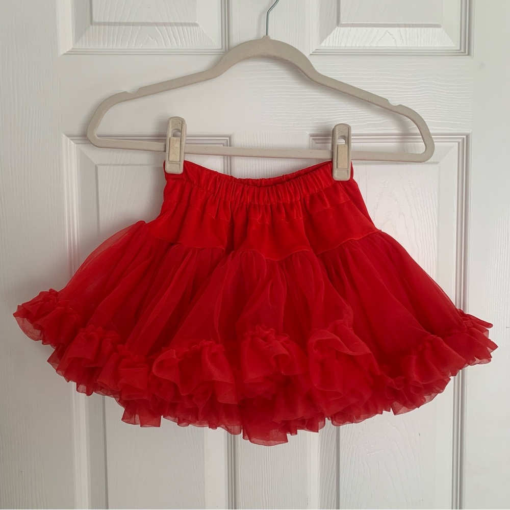 Pettiskirt tutu by Popatu, very full, ruffled, layers, red skirt, girls medium